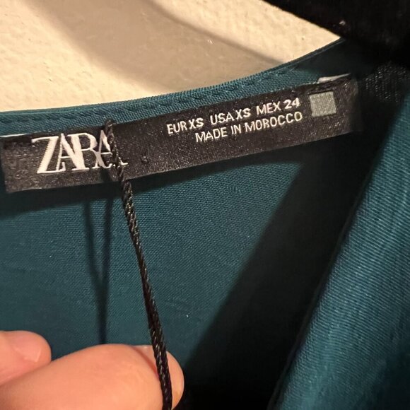 NWT Zara Teal Cross Ruffled Jumpsuit, Size XS - Picture 13 of 15